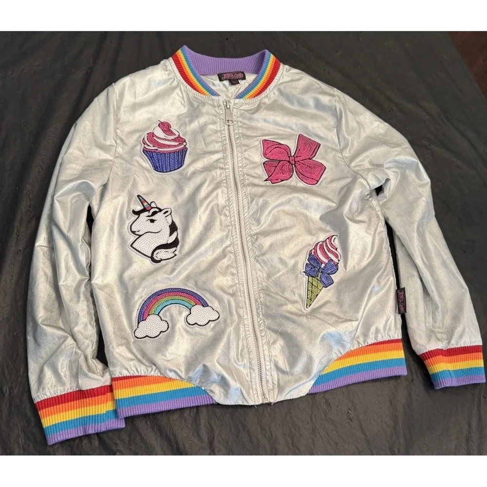 JoJo's Closet Girls Nickelodeon Silver Jacket Size Lg 10/12 (L) JoJo Siwa